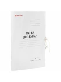 Папка для бумаг с завязками картонная мелованная BRAUBERG, гарантированная плотность 320 г/м2, до 200 листов, 121513