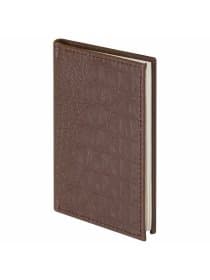 Телефонная книжка МАЛЫЙ ФОРМАТ (80х130 мм) А7, BRAUBERG "Cayman", под крокодиловую кожу, 56 л., вырубной алфавит, коричневая, 125135