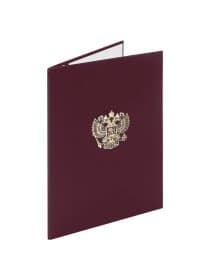 Папка адресная бумвинил с гербом России, формат А4, бордовая, индивидуальная упаковка, STAFF "Basic", 129576