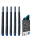 Картриджи чернильные PARKER "Cartridge Quink", КОМПЛЕКТ 5 штук, смываемые чернила, синие, 1950383