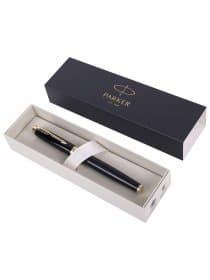 Ручка перьевая PARKER "IM Core Black Lacquer GT", черный глянцевый лак, позолота, синяя, 1931645