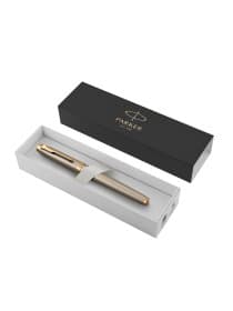 Ручка перьевая PARKER "IM Core Brushed Metal GT", серебристый матовый лак, позолота, синяя, 1931649