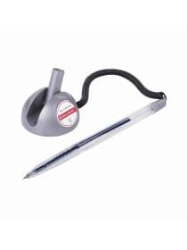 Ручка шариковая настольная BRAUBERG "Counter Pen", СИНЯЯ, пружинка, корпус серебристый, 0,5 мм, 143258