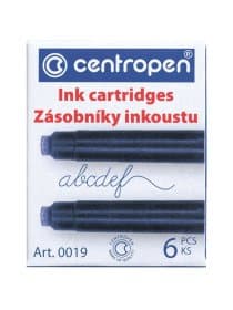 Картриджи чернильные СИНИЕ CENTROPEN, КОМПЛЕКТ 6 шт., 0019/6, 1 0019 0601