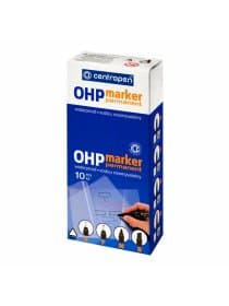 Маркер перманентный для любой гладкой поверхности ЧЕРНЫЙ CENTROPEN "OHP", 0,6 мм, 2636, 6 2636 0112