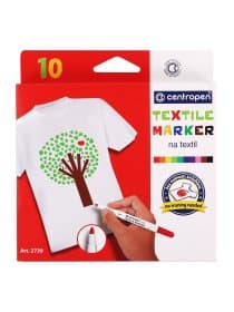 Маркеры для ткани 10 ЦВЕТОВ CENTROPEN "Textile Marker", круглый наконечник, 1,8 мм, 2739/10, 5 2739 1001