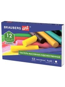 Пастель масляная художественная BRAUBERG ART CLASSIC, 12 цветов, круглое сечение, 181447