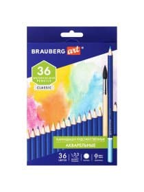 Карандаши художественные цветные акварельные BRAUBERG ART CLASSIC, 36 цветов, грифель 3,3 мм, 181531