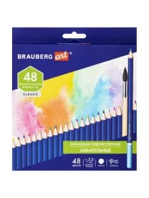Карандаши художественные цветные акварельные BRAUBERG ART CLASSIC, 48 цветов, грифель 3,3 мм, 181532