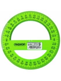 Транспортир 12 см, 360 градусов, ПИФАГОР, прозрачный, неоновый, ассорти, 210621