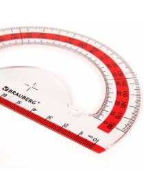 Транспортир 10 см BRAUBERG "FRESH ZONE", 180 градусов, пластик, прозрачный, красная шкала, 210760