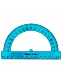 Транспортир 12 см, 180 градусов, BRAUBERG, прозрачный, неоновый, ассорти, 210849