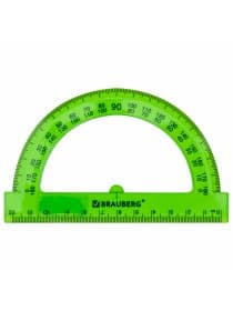 Транспортир 12 см, 180 градусов, BRAUBERG, прозрачный, неоновый, ассорти, 210849