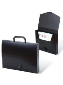 Папка-портфель пластиковая BRAUBERG "Energy" А4 (330х256х32 мм), без отделений, черная, 221202