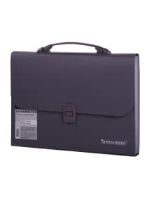 Папка-портфель пластиковая BRAUBERG А4 (327х254х30 мм), 13 отделений, серая, 221438
