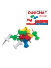 Силовые кнопки-гвоздики ОФИСМАГ, цветные, 50 шт., в картонной коробке., 222092
