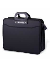 Папка-портфель пластиковая BRAUBERG "ПРЕМЬЕР" А4 (390х315х120 мм) 3 отделения, фактура "бисер", черная, 223082