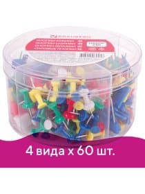 Набор BRAUBERG, силовые кнопки, 60 шт., шарики 60 шт., кубики 60 шт., флажки 60 шт., 223518
