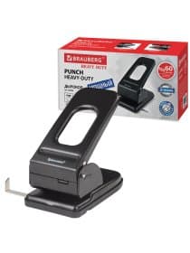 Дырокол металлический МОЩНЫЙ BRAUBERG "Heavy duty", до 60 л., черный, 226868