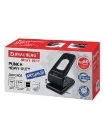 Дырокол металлический МОЩНЫЙ BRAUBERG "Heavy duty", до 60 л., черный, 226868