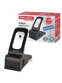 Дырокол металлический МОЩНЫЙ BRAUBERG "Heavy duty", до 100 л., черный, 226869