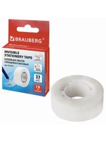 Клейкая лента невидимая, матовая, 19 мм х 33 м, BRAUBERG, 227257