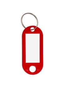 Бирки для ключей КОМПЛЕКТ 50 ШТ., длина 50 мм, инфо-окно 30х15 мм, КРАСНЫЕ, STAFF, 237490