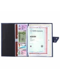 Папка-органайзер семейная для 4-х комплектов документов, формат А4, экокожа, синяя, BRAUBERG, 238206