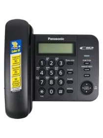 Телефон PANASONIC KX-TS2356RUB, черный, память 50 номеров, АОН, ЖК-дисплей с часами, тональный / импульсный режим