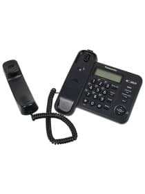 Телефон PANASONIC KX-TS2356RUB, черный, память 50 номеров, АОН, ЖК-дисплей с часами, тональный / импульсный режим