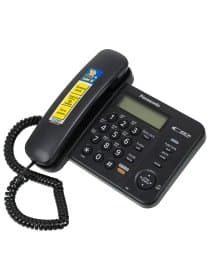 Телефон PANASONIC KX-TS2358RUB, черный, память 50 номеров, АОН, спикерфон, ЖК дисплей с часами, тональный / импульсный режим