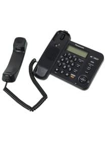 Телефон PANASONIC KX-TS2358RUB, черный, память 50 номеров, АОН, спикерфон, ЖК дисплей с часами, тональный / импульсный режим