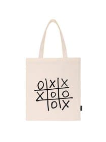 Сумка шоппер BRAUBERG PREMIUM, канвас, 40х35 см, на кнопке, карман, бежевый, "Tic-tac-toe", 271902