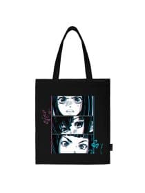 Сумка шоппер BRAUBERG PREMIUM, канвас, 40х35 см, на кнопке, карман, черный, "Anime face", 271903