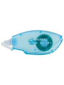 Клей-лента BRAUBERG STANDARD, 6 мм х 8 м, корпус матовый голубой, блистер, 273027