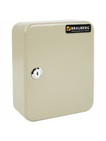 Шкафчик (Ключница) на 20 ключей BRAUBERG, 200х160х80 мм, с замком, +20 брелоков, серый, 290337