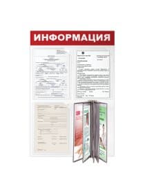 Доска-стенд "Информация" 50х75 см, 3 плоских кармана А4 + 5 демопанелей А4, ЭКОНОМ, BRAUBERG, 291010
