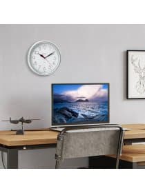 Часы настенные TROYKATIME (TROYKA) 21270212, круг, белые, серебристая рамка, 24,5х24,5х3,1 см