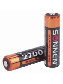 Батарейки аккумуляторные Ni-Mh пальчиковые КОМПЛЕКТ 2 шт., АА (HR6) 2700 mAh, SONNEN, 454235