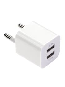 Зарядное устройство сетевое (220В) SONNEN, 2 порта USB, выходной ток 2,1 А, белое, 454797