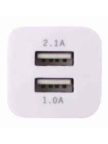 Зарядное устройство сетевое (220В) SONNEN, 2 порта USB, выходной ток 2,1 А, белое, 454797