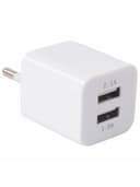 Зарядное устройство сетевое (220В) SONNEN, 2 порта USB, выходной ток 2,1 А, белое, 454797