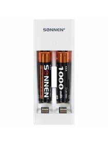 Зарядное устройство с аккумуляторами 4 шт. (2+2) AA+AAA (HR6+HR03), 2700 mAh + 1000 mAh, SONNEN (СОНЕН) BC2, 455005