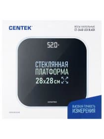 Весы напольные CENTEK CT-2440, электронные, вес до 180 кг, квадрат, стекло, черные