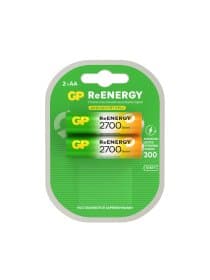Батарейки аккумуляторные GP ReEnergy Ni-Mh пальчиковые КОМПЛЕКТ 2 шт., АА (HR6), 2600 mAh, 270AAHCRGY, 270AAHCRGY-2CR