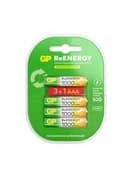 Батарейки аккумуляторные GP ReEnergy Ni-Mh КОМПЛЕКТ 4 шт. (ПРОМО 3+1), ААА (HR03), 950 mAh, 100AAAHC3/1RGY