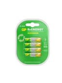 Батарейки аккумуляторные GP ReEnergy Ni-Mh мизинчиковые КОМПЛЕКТ 4 шт., ААА (HR03), 950 mAh, 100AAAHCRGY, 100AAAHCRGY-2C