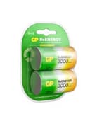 Батарейки аккумуляторные GP ReEnergy Ni-Mh КОМПЛЕКТ 2 шт., D (HR20), 3000 mAh, 300DHCRGY-2CRCB2