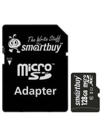 Карта памяти micro SDXC, 128 GB, SMARTBUY, UHS-1 U1, 80 Мб/сек. (class 10), с адаптером, SB128GBSDCL1001