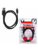 Кабель USB 2.0 – Lightning, 1 м, SONNEN, медь, для передачи данных и зарядки, черный, 513116